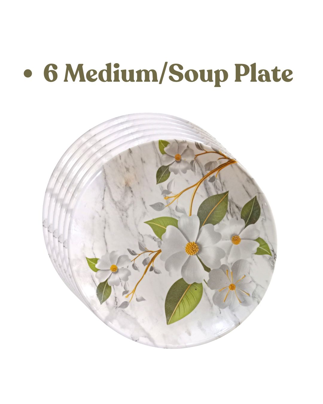 Green Floral Melamine Dinner Set | Durable Serving Plates & Bowls Set
