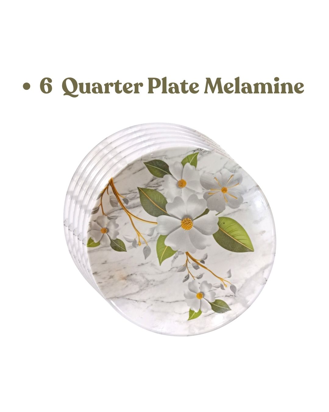 Green Floral Melamine Dinner Set | Durable Serving Plates & Bowls Set