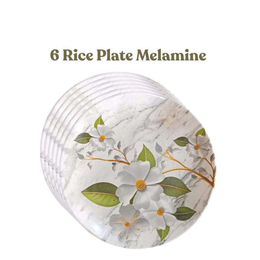 Green Floral Melamine Dinner Set | Durable Serving Plates & Bowls Set