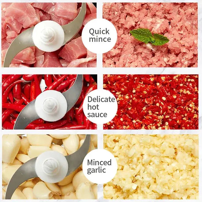 Manual Push Food Chopper 1500ML – 3 Blade Stainless Steel Hand Chopper | Large Capacity Vegetable & Fruit Cutter