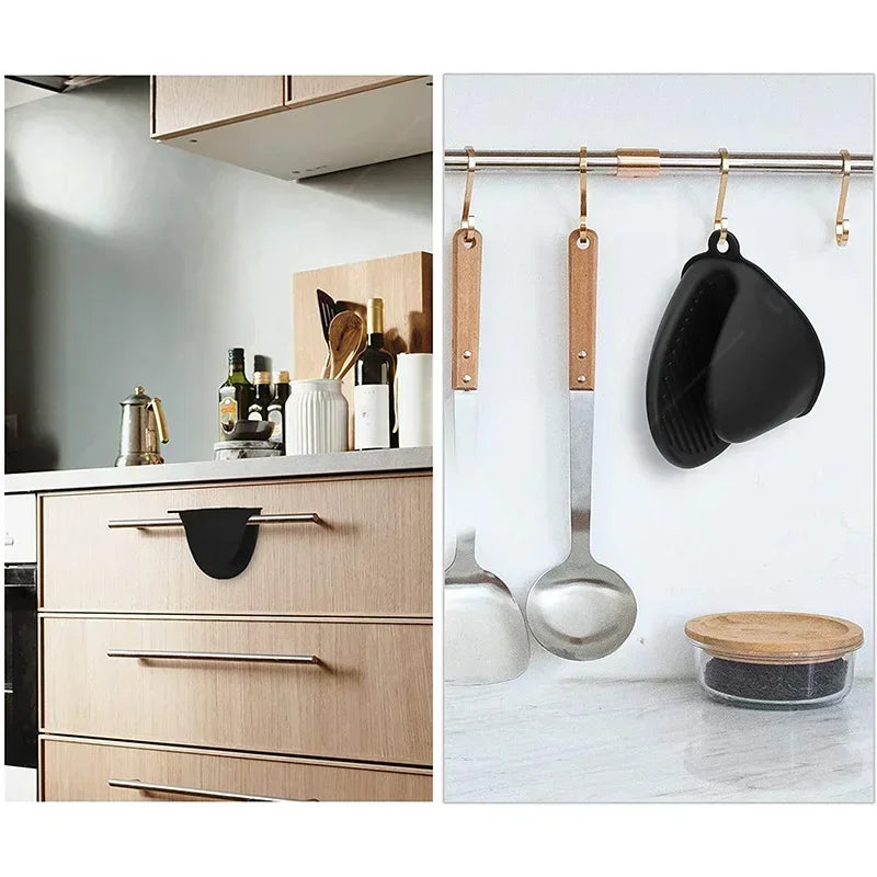 2PCS Oven Mitts Silicone Oven Glove Heat Resistant Pinch Mitts Anti Scalding Non Slip Gloves